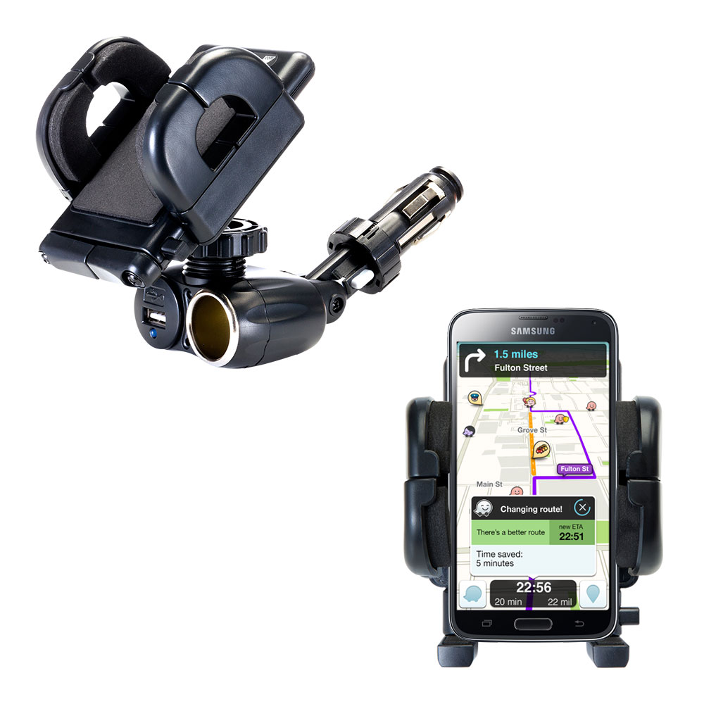 Cigarette Lighter Car Auto Holder Mount compatible with the Samsung Galaxy 5 S5