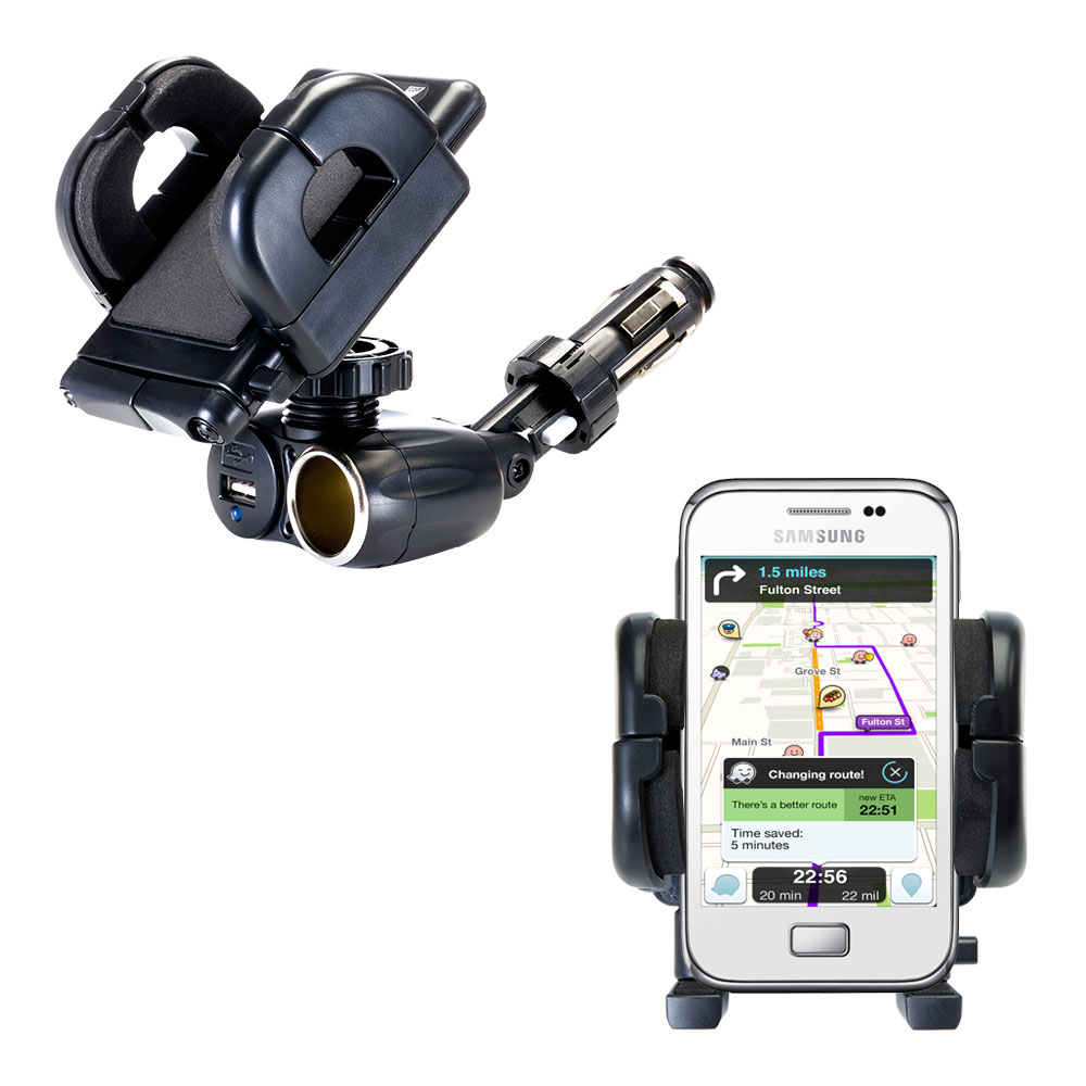 Cigarette Lighter Car Auto Holder Mount compatible with the Samsung Galaxy Ace Plus