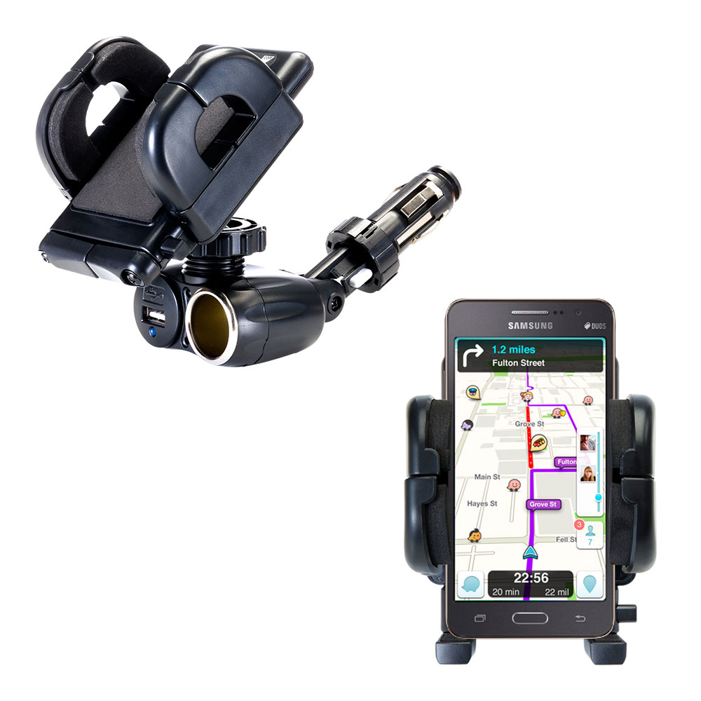 Cigarette Lighter Car Auto Holder Mount compatible with the Samsung Galaxy Grand Prime