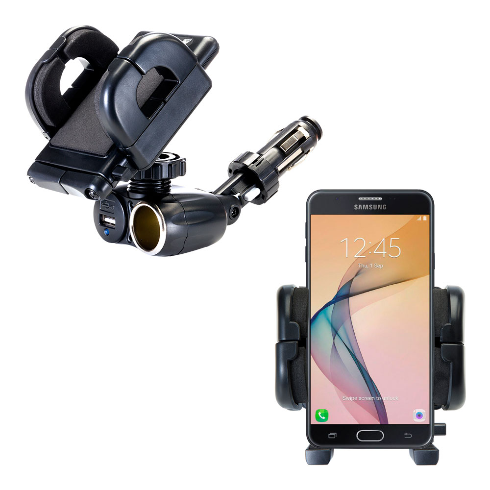 Cigarette Lighter Car Auto Holder Mount compatible with the Samsung Galaxy J7 / J7 Prime