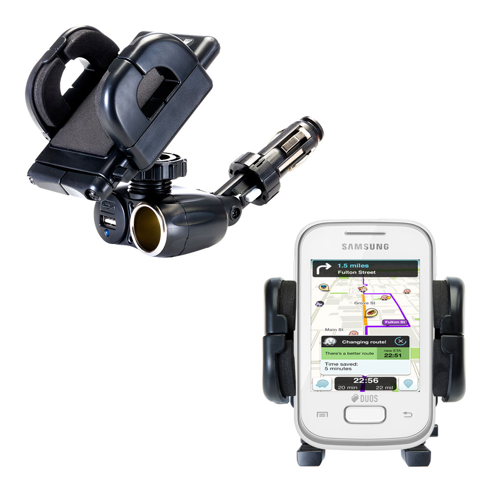 Cigarette Lighter Car Auto Holder Mount compatible with the Samsung Galaxy Pocket Duos