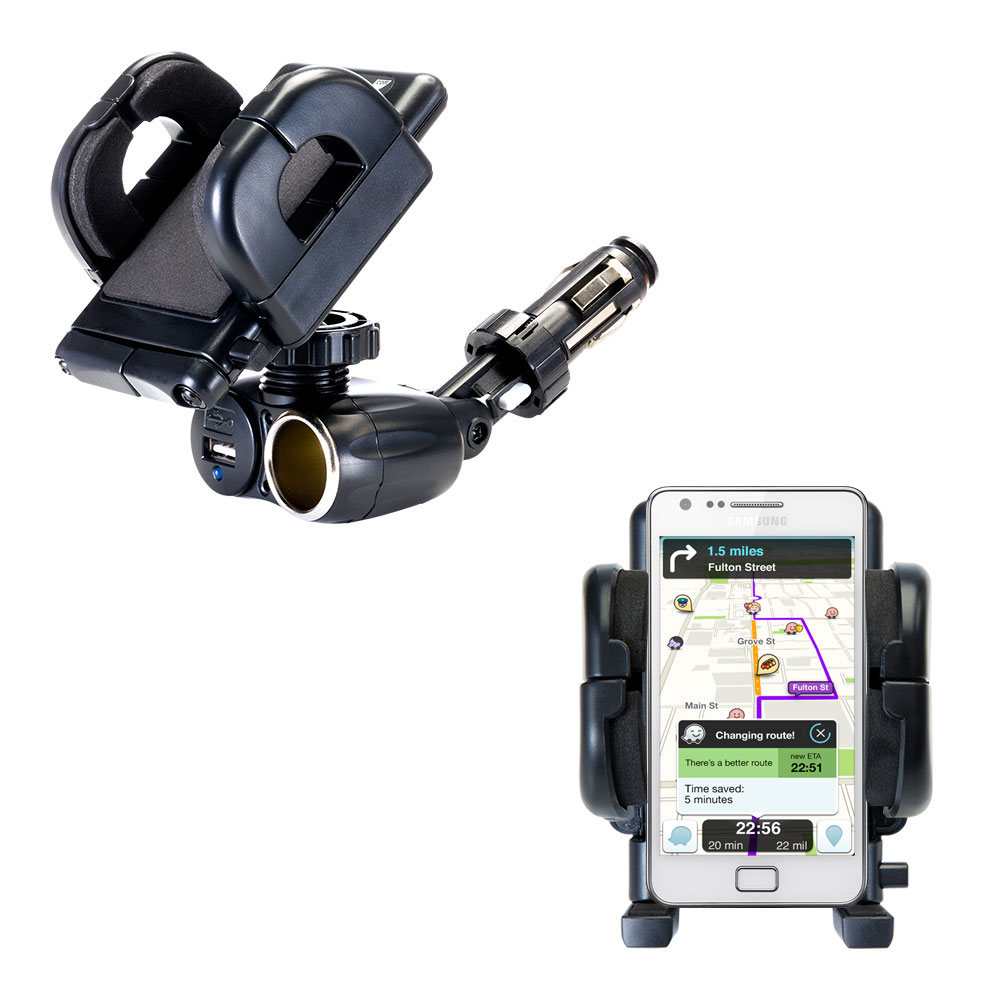 Cigarette Lighter Car Auto Holder Mount compatible with the Samsung Galaxy S II