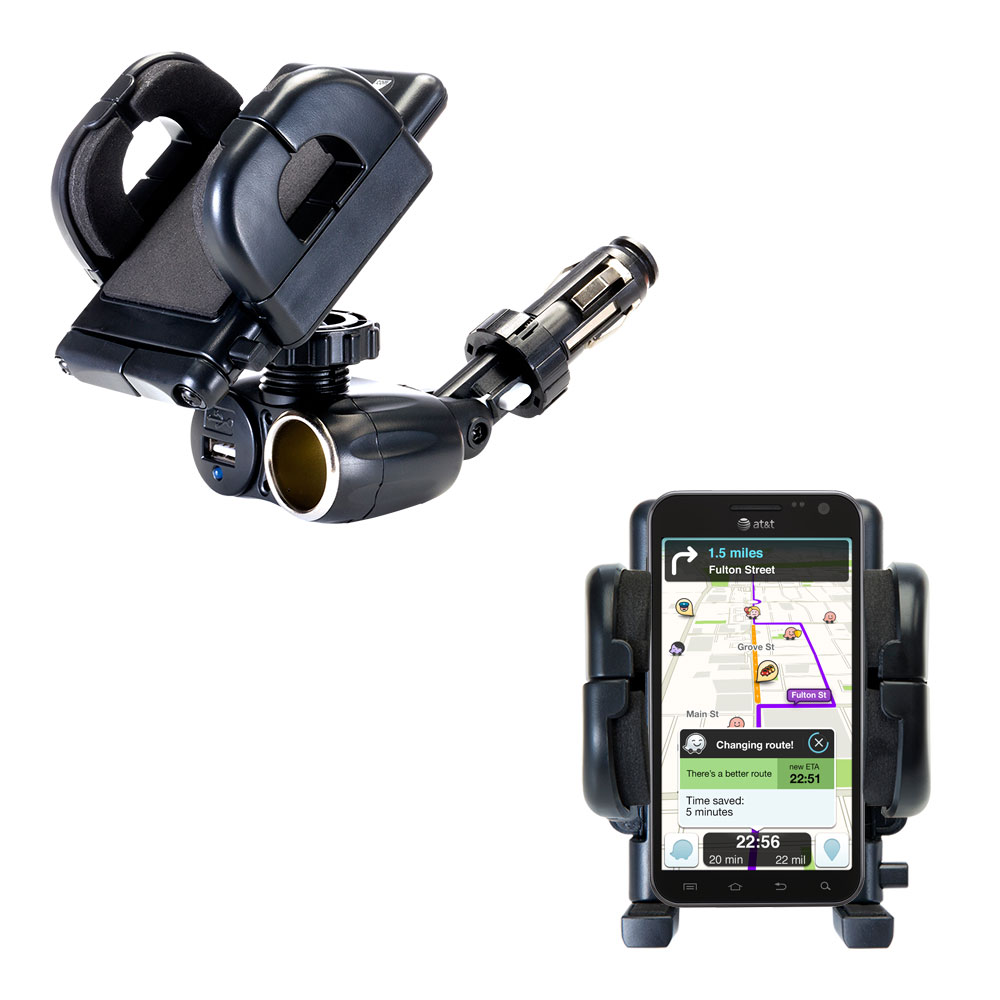 Cigarette Lighter Car Auto Holder Mount compatible with the Samsung Galaxy S II Skyrocket