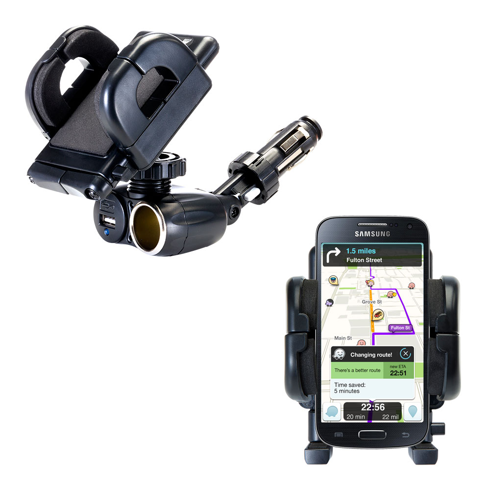 Cigarette Lighter Car Auto Holder Mount compatible with the Samsung Galaxy S4 Mini