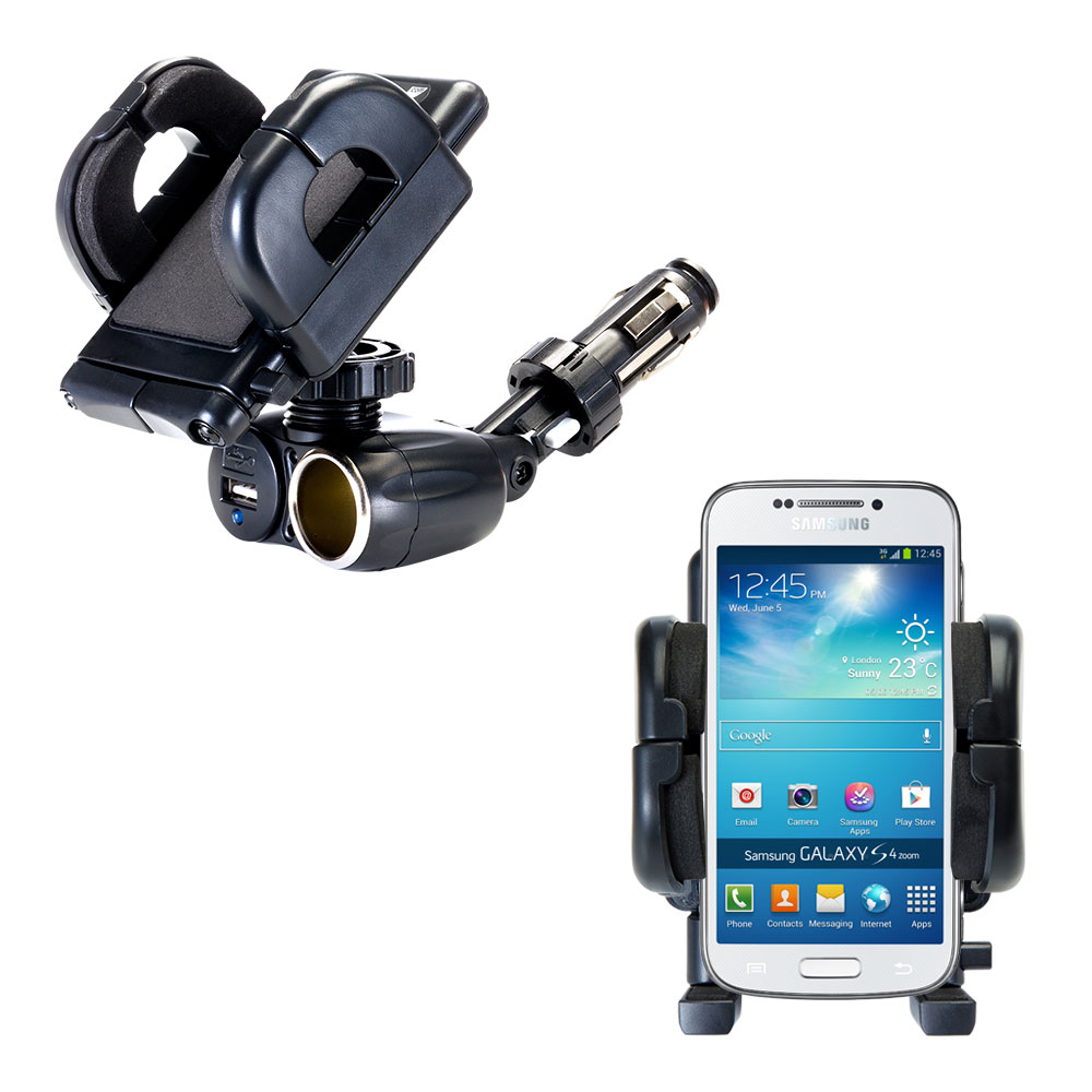 Cigarette Lighter Car Auto Holder Mount compatible with the Samsung Galaxy S4 Zoom
