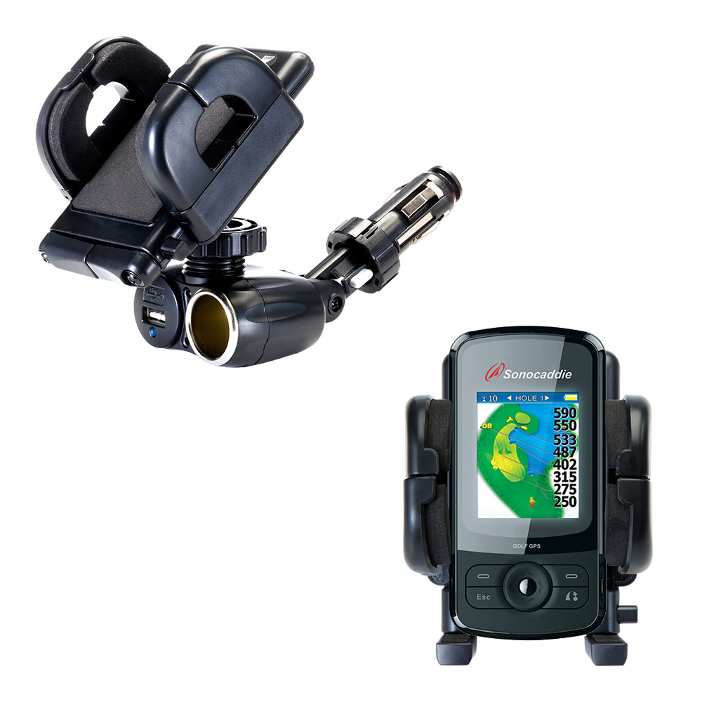 Cigarette Lighter Car Auto Holder Mount compatible with the Sonocaddie v300 Plus GPS