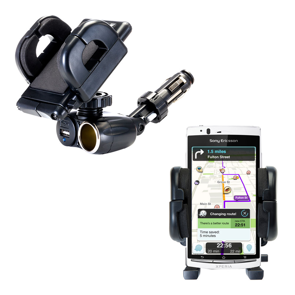 Cigarette Lighter Car Auto Holder Mount compatible with the Sony Ericsson Xperia Arc HD