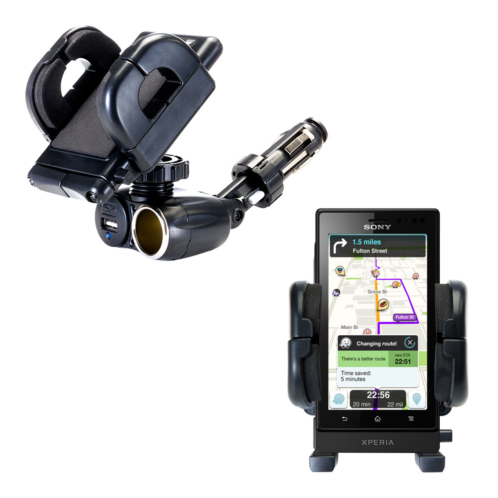 Cigarette Lighter Car Auto Holder Mount compatible with the Sony Ericsson Xperia Sola