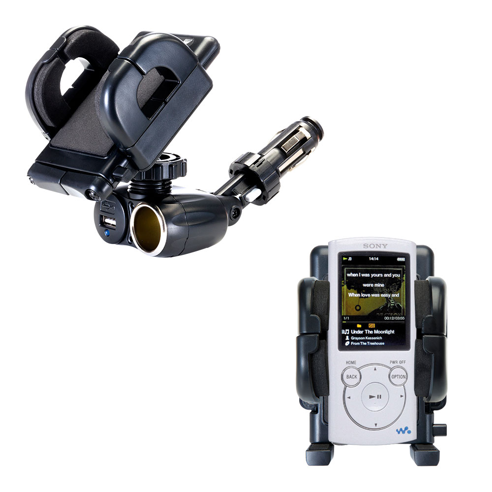 Cigarette Lighter Car Auto Holder Mount compatible with the Sony Walkman S Series NWZ-S764