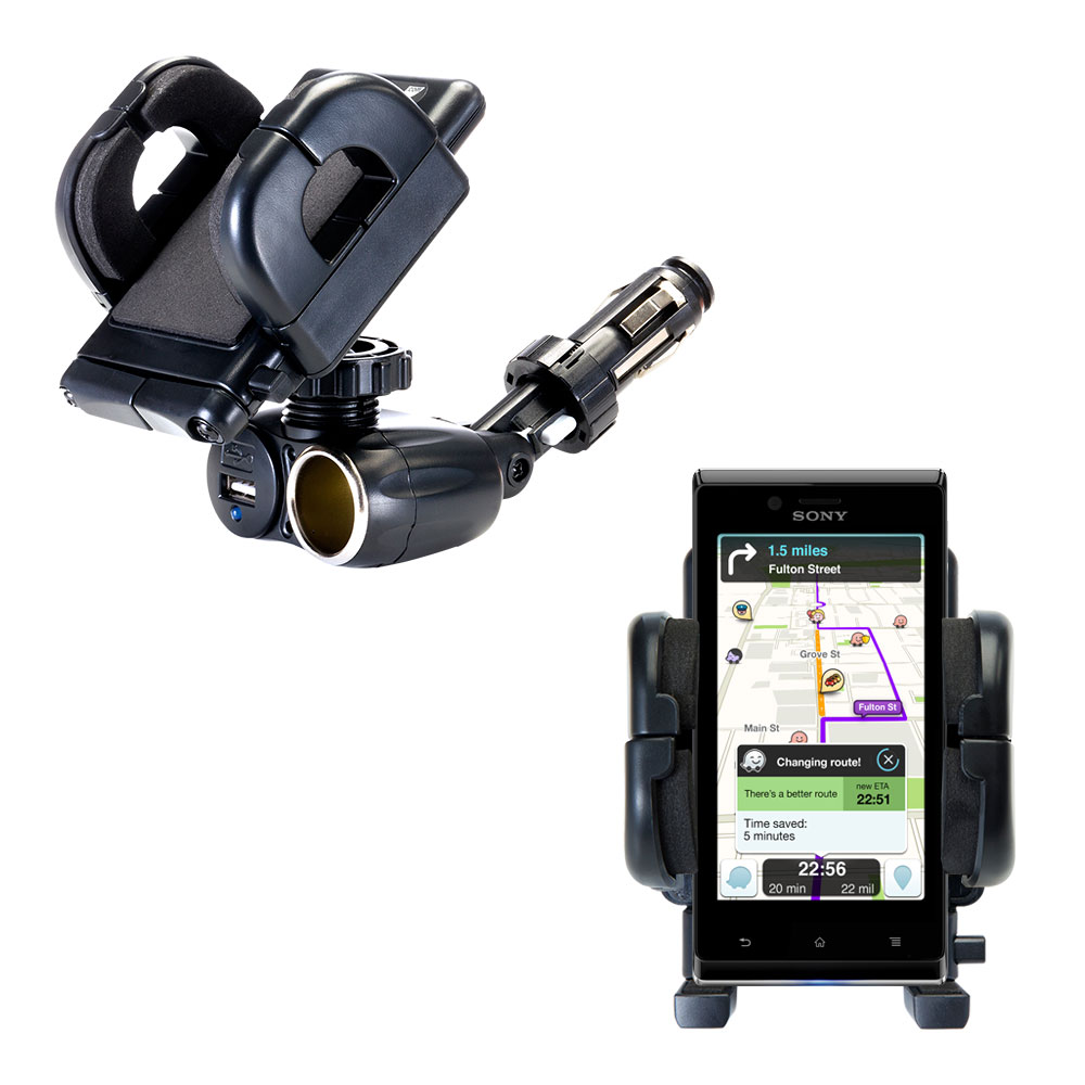 Cigarette Lighter Car Auto Holder Mount compatible with the Sony Xperia J