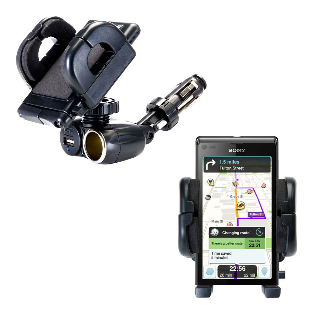 Cigarette Lighter Car Auto Holder Mount compatible with the Sony Xperia L