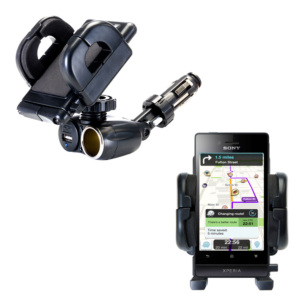 Cigarette Lighter Car Auto Holder Mount compatible with the Sony Xperia Miro