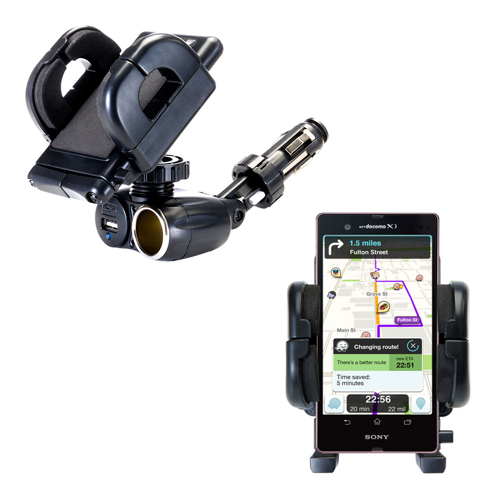 Cigarette Lighter Car Auto Holder Mount compatible with the Sony Xperia Z