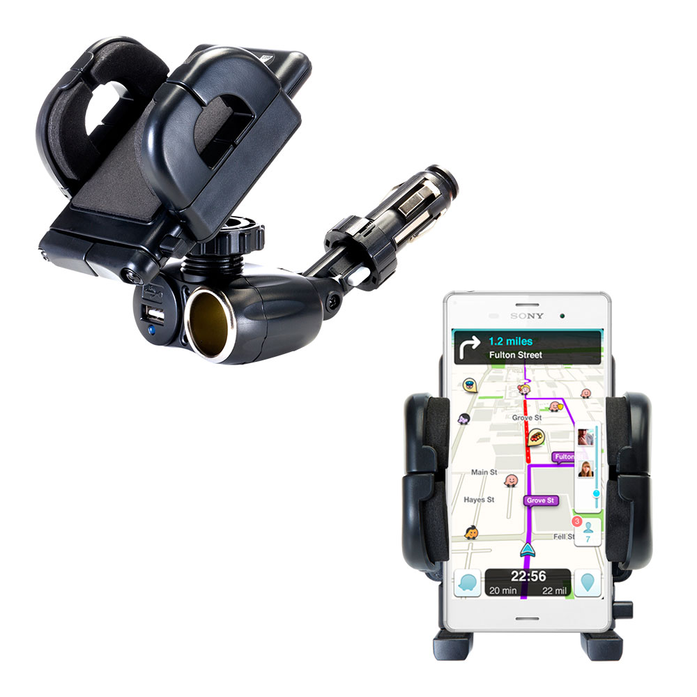 Cigarette Lighter Car Auto Holder Mount compatible with the Sony Xperia Z3 Compact