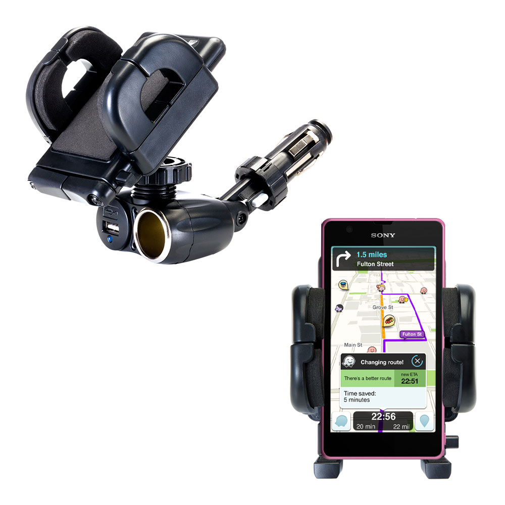 Cigarette Lighter Car Auto Holder Mount compatible with the Sony Xperia ZR