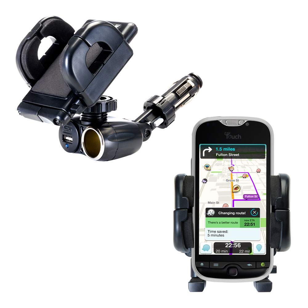 Cigarette Lighter Car Auto Holder Mount compatible with the T-Mobile Doubleshot