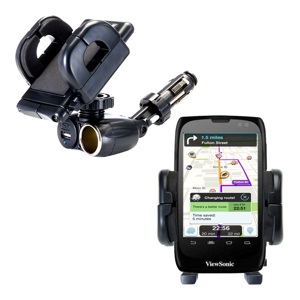 Cigarette Lighter Car Auto Holder Mount compatible with the ViewSonic ViewPhone 3 4s 4e 5e
