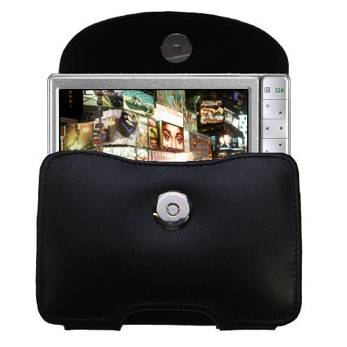 Black Leather Case for Archos 605 WiFi