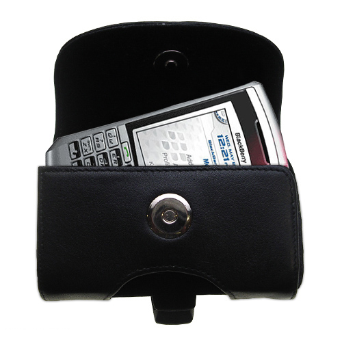 Gomadic Brand Horizontal Black Leather Carrying Case for the Cingular Blackberry 7100g with Integrated Belt Loop and Optional Belt Clip
