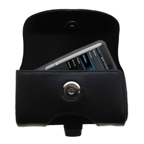 Black Leather Case for Coby MP620 Video MP3 Player