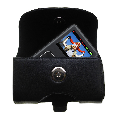 Black Leather Case for Creative Vado HD
