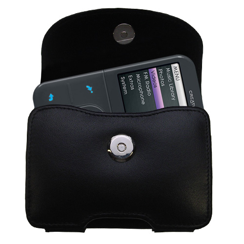 Black Leather Case for Creative Zen Vision M 60GB