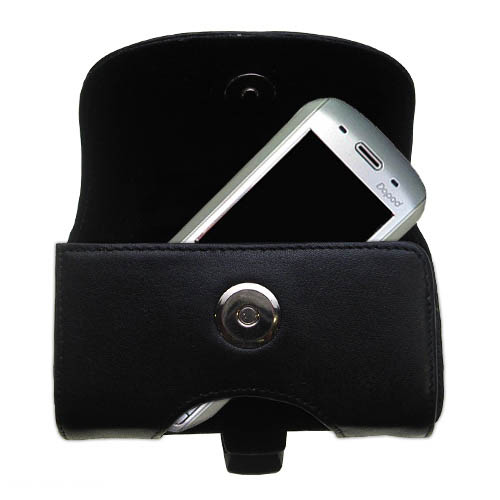 Gomadic Brand Horizontal Black Leather Carrying Case for the Dopod 586w with Integrated Belt Loop and Optional Belt Clip