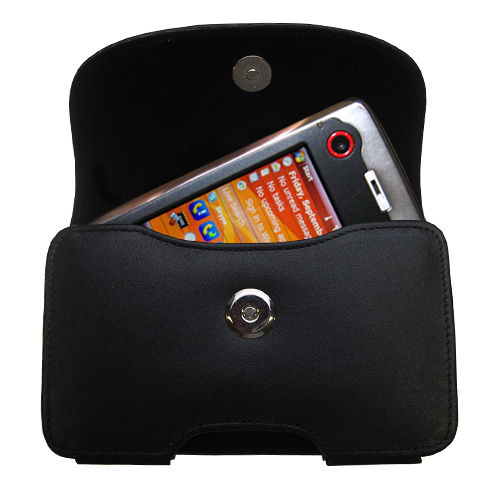 Gomadic Brand Horizontal Black Leather Carrying Case for the Eten Glofiish X800 with Integrated Belt Loop and Optional Belt Clip