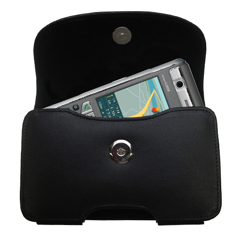Black Leather Case for Fujitsu Pocket Loox T810