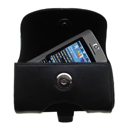 Black Leather Case for HP iPAQ 500 Voice Messanger