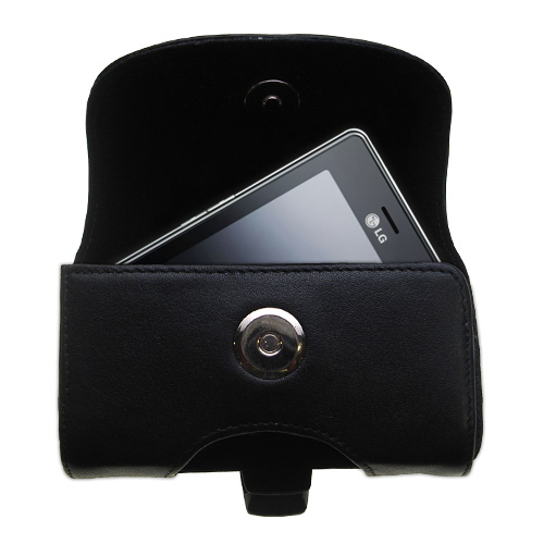 Black Leather Case for LG MS25
