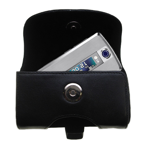 Gomadic Brand Horizontal Black Leather Carrying Case for the LG VX8700 with Integrated Belt Loop and Optional Belt Clip