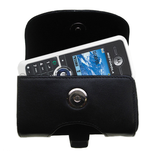 Gomadic Brand Horizontal Black Leather Carrying Case for the Motorola C168 C168i with Integrated Belt Loop and Optional Belt Clip