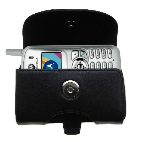 Gomadic Brand Horizontal Black Leather Carrying Case for the Motorola C353 with Integrated Belt Loop and Optional Belt Clip