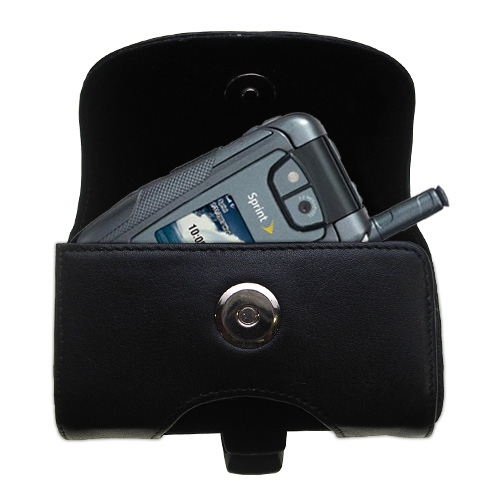 Gomadic Brand Horizontal Black Leather Carrying Case for the Motorola i290 with Integrated Belt Loop and Optional Belt Clip