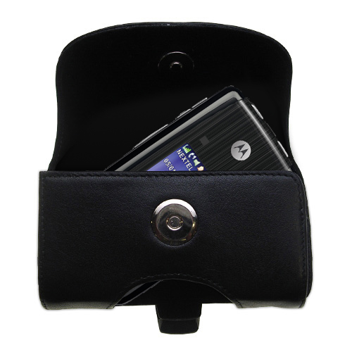 Black Leather Case for Motorola i890
