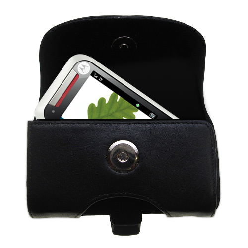 Black Leather Case for Motorola Rival A455