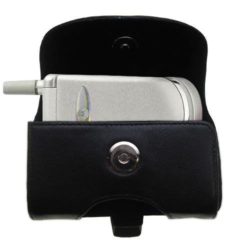 Gomadic Brand Horizontal Black Leather Carrying Case for the Motorola V150 with Integrated Belt Loop and Optional Belt Clip