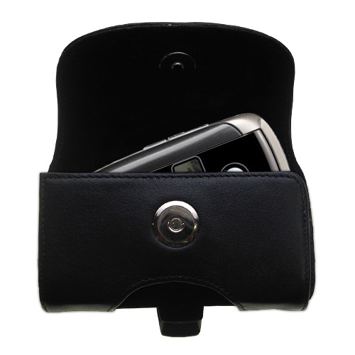 Gomadic Brand Horizontal Black Leather Carrying Case for the Motorola V197 with Integrated Belt Loop and Optional Belt Clip