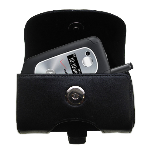 Gomadic Brand Horizontal Black Leather Carrying Case for the Motorola v325i with Integrated Belt Loop and Optional Belt Clip