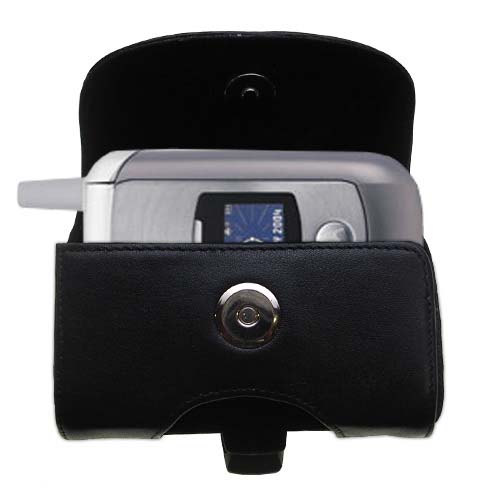 Gomadic Brand Horizontal Black Leather Carrying Case for the Motorola V975 with Integrated Belt Loop and Optional Belt Clip