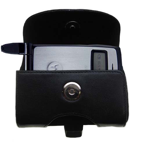Gomadic Brand Horizontal Black Leather Carrying Case for the Nextel i830 with Integrated Belt Loop and Optional Belt Clip