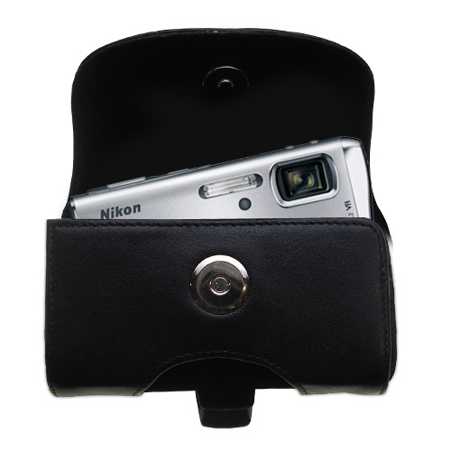 Gomadic Brand Horizontal Black Leather Carrying Case for the Nikon Coolpix S50 with Integrated Belt Loop and Optional Belt Clip