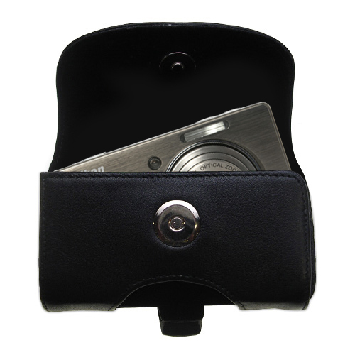 Black Leather Case for Nikon Coolpix S500