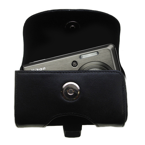 Black Leather Case for Nikon Coolpix S600