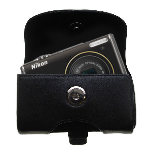 Black Leather Case for Nikon Coolpix S640