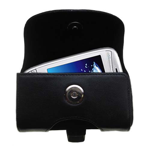 Gomadic Brand Horizontal Black Leather Carrying Case for the O2 XDA Mini Pro with Integrated Belt Loop and Optional Belt Clip