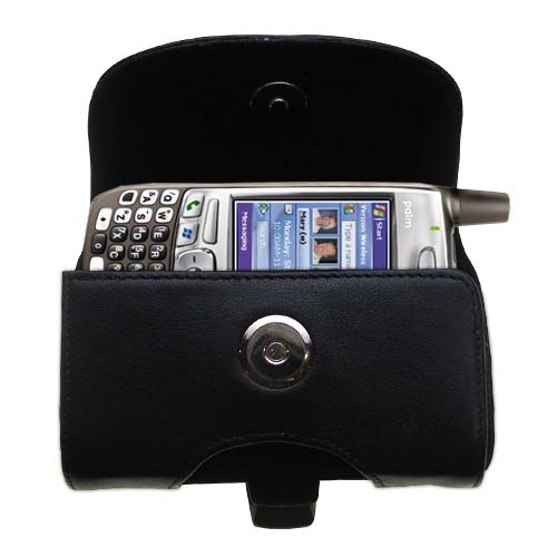 Black Leather Case for Palm Treo 700p