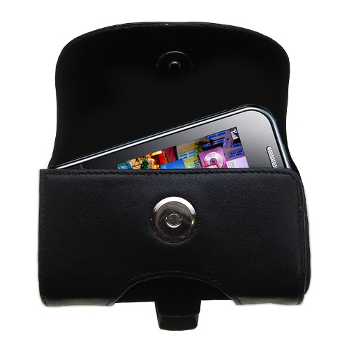 Black Leather Case for Samsung Chat 350