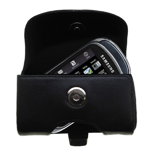 Black Leather Case for Samsung Gravity T